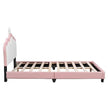 Full Size Crown-Shaped Upholstered Day Bed with Faux Leather Finish - Pink