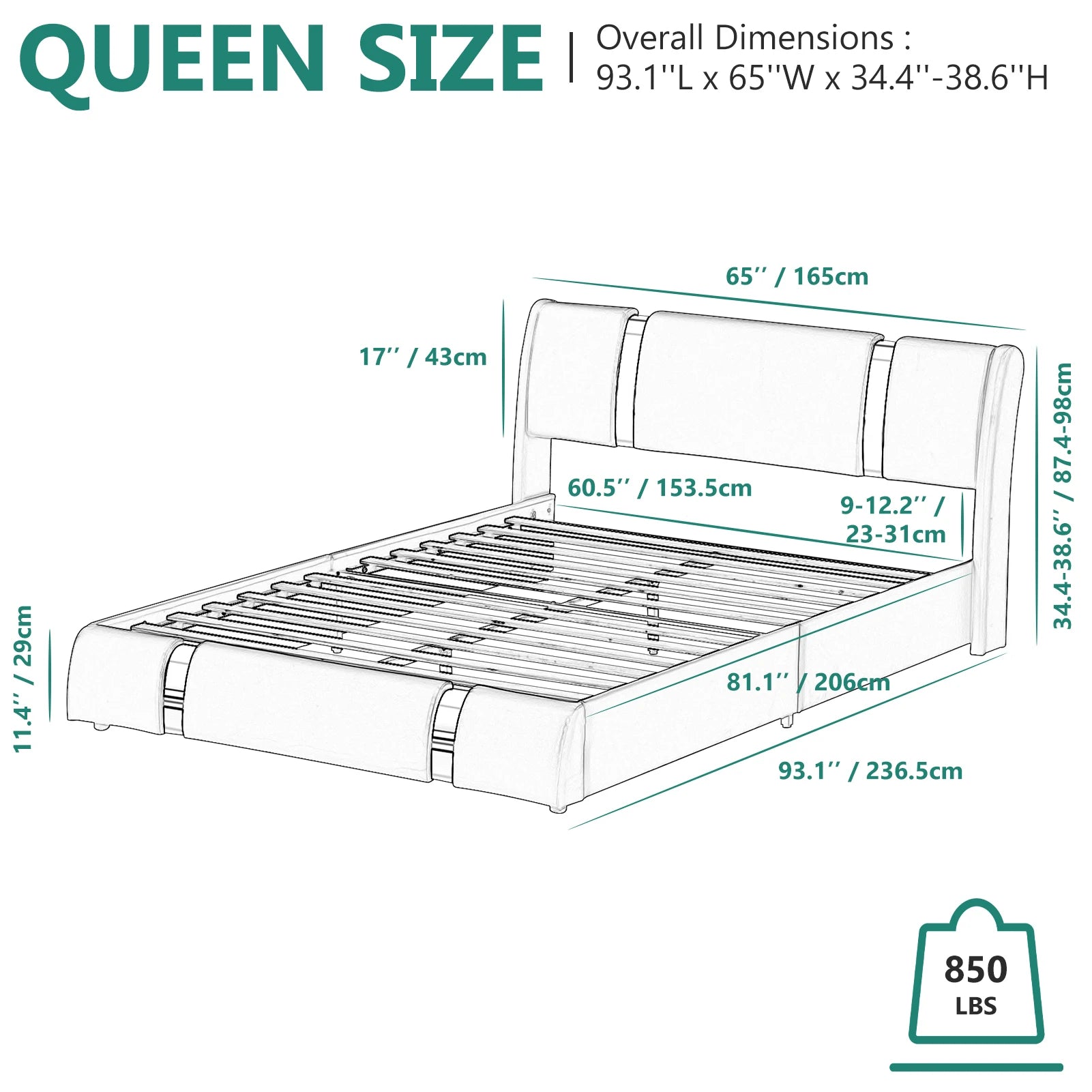 Modern Platform Bed Frame with RGB LED Light System