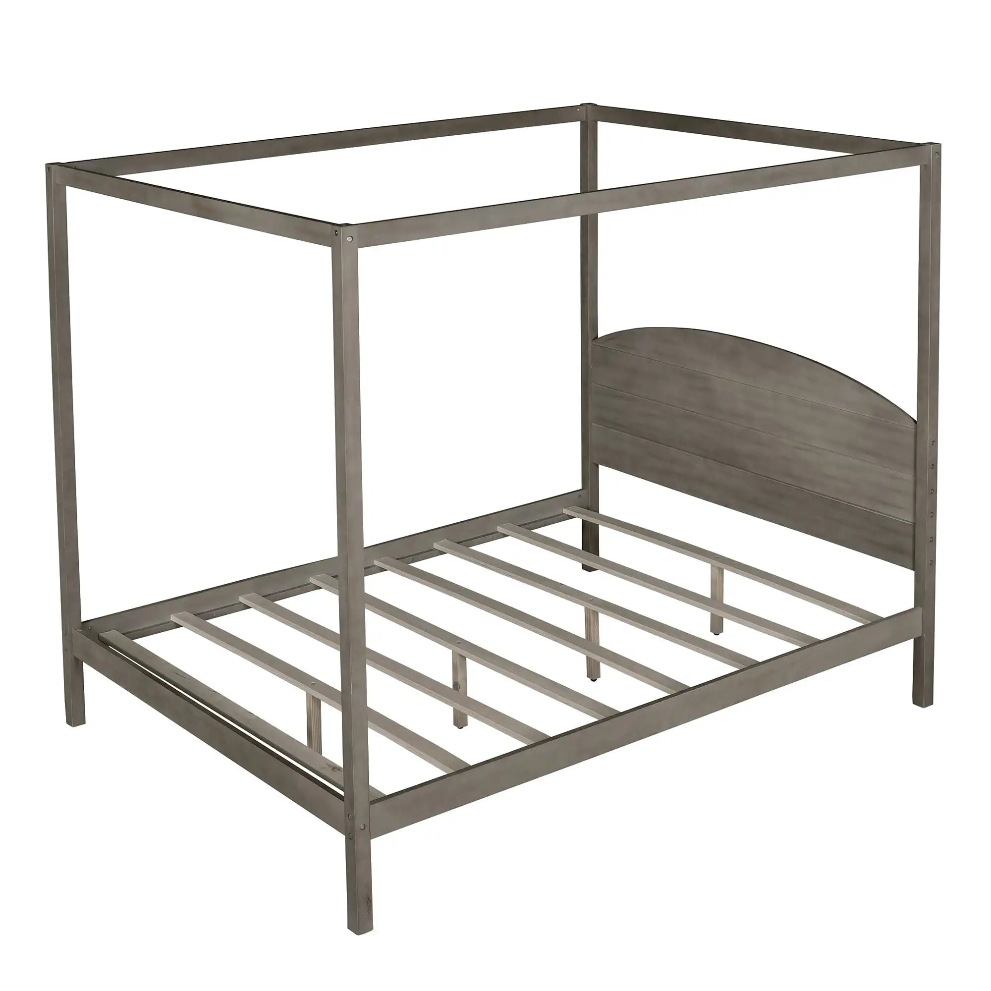 Elegant and Sturdy Canopy Bed Frame with Classic Style and Modern Aesthetics - Queen Size, Easy Assembly, and Durable Construction