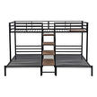 Versatile Metal Bunk Bed with Shelves and Sturdy Frame - Twin/Twin - Black