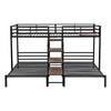 Versatile Metal Bunk Bed with Shelves and Sturdy Frame - Twin/Twin - Black