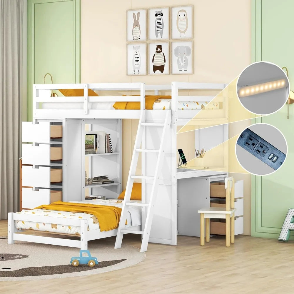 Classic Style Bunk Bed with Storage