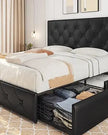 Queen Upholstered Platform Bed with Wing Design