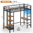 Twin Size Loft Bed with Desk and Charging Station