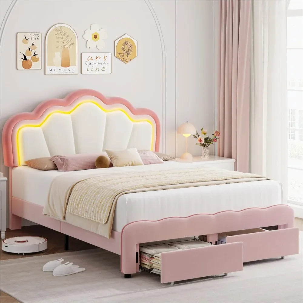 Soft Velvet LED Bed Frame: Creating Dreamy and Functional Spaces for Girls