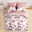 King Size Pink Floral 7-Piece Bedding Set