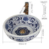 Blue & White Round Ceramic Countertop Sink