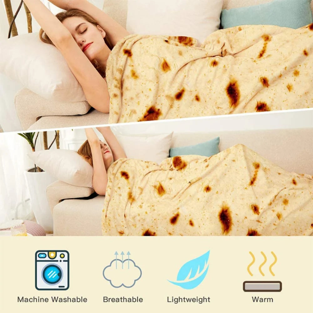 Funny Round Corn Tortilla Blanket Soft Throw Blanket