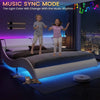 Modern Queen Low Profile Platform LED Bed Frame with Headboard - Futuristic Design with RGB LED Lights and Structural Stability for Ultimate Comfort