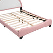 Modern Pink Velvet Platform Bed with Unicorn-Shaped Headboard and Storage Space