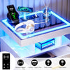 Modern Nightstand with RGB Glass Top and Wireless Charging