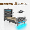 Modern Style Composite Fabrics Bed Frame with RGB LED Light and Charging Station