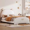 Modern Bear-Shaped Velvet Bed with Storage Pocket and Solid Construction