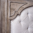 Highland Park King Panel Bed with Button Tufted Cream Fabric and Distressed Driftwood Finish