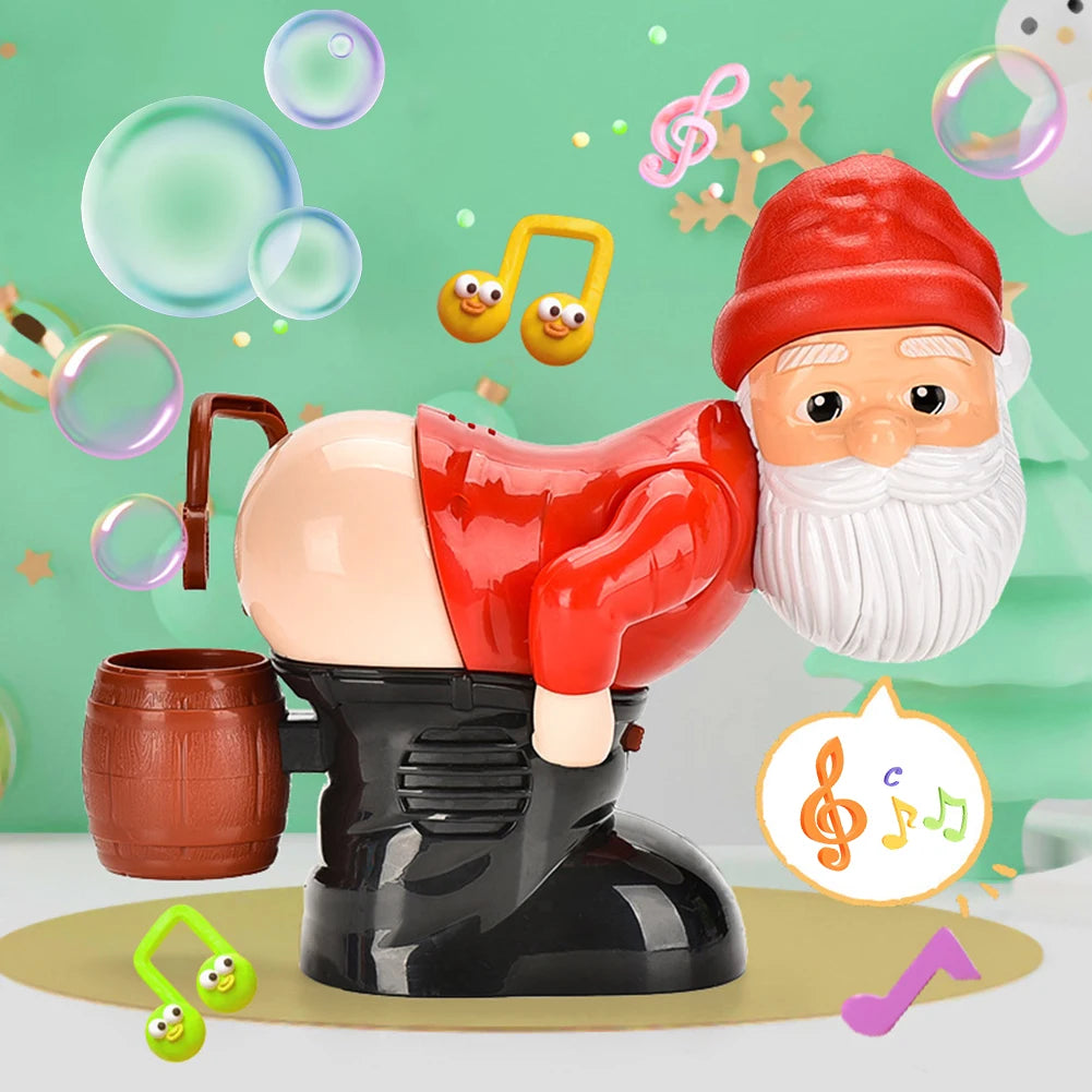 Christmas Santa Claus Bubble Blower with Music & Light Butt Bubble Machine Novelty Xmas Gift for Boys Girls Birthday Party Toys