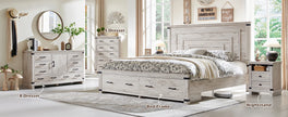 Queen Bed Frame with Storage - Farmhouse Style