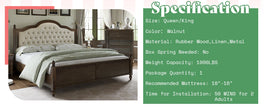 Rubberwood Bed Frame with Elegant Headboard