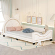 Twin Size PU & Upholstered Daybed with Carton Ears Shaped Headboard in Pink/White