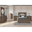 Highland Park King Panel Bed with Button Tufted Cream Fabric and Distressed Driftwood Finish