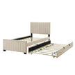 Elegant Velvet Upholstered Twin Bed with Trundle - Modern Minimalist Design