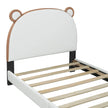 Modern Bear-Shaped Velvet Bed with Storage Pocket and Solid Construction