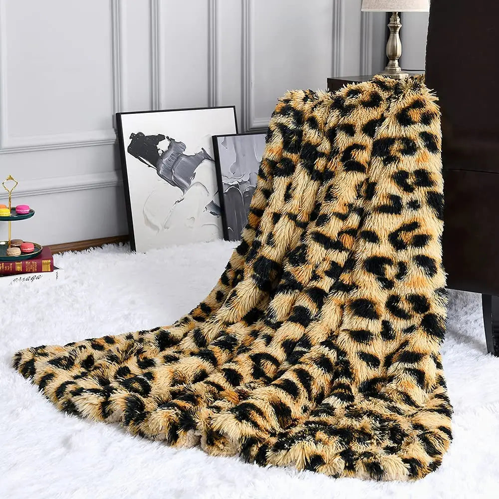 Luxury Leopard Plush Sherpa Blanket