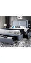 Queen Upholstered Platform Bed with Wing Design