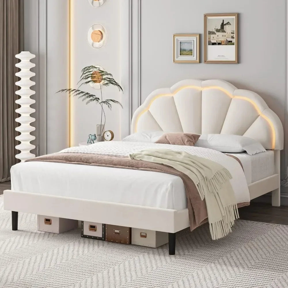 LED Upholstered Bed Frame