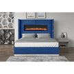 Modern Minimalist Bed with Bluetooth Speakers, USB Ports, and Inbuilt Electric Fireplace