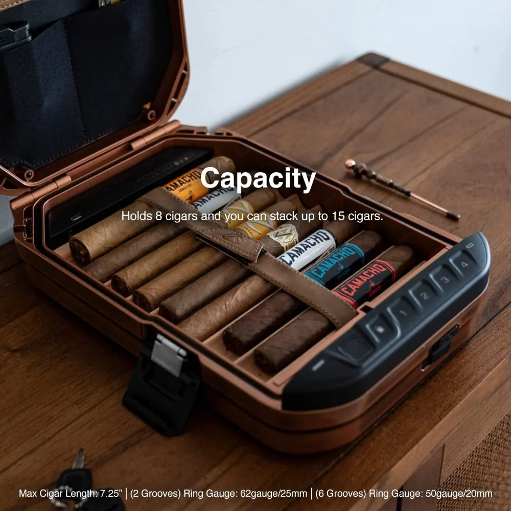 Portable Humidor with Biometric Lock