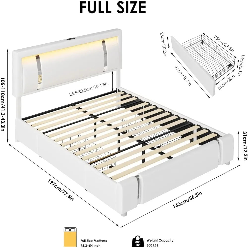 Modern Bed Frame with Smart LED Adjustable Headboard