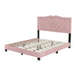 Modern  Velvet Platform Bed with Rivet Accents and Storage Space