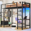 Twin Size Loft Bed with Desk and Charging Station