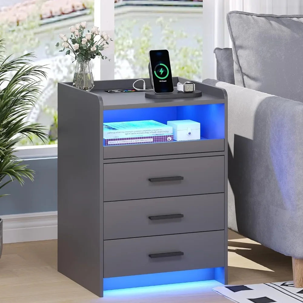 Smart LED Nightstand with USB and Wireless Charging