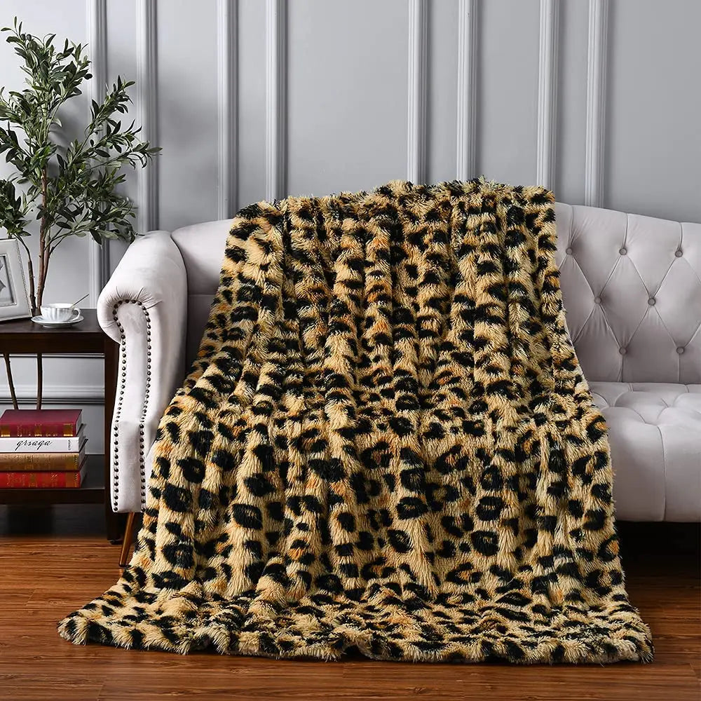 Luxury Leopard Plush Sherpa Blanket