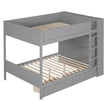 Modern Full over Full Bunk Bed with Storage Shelves and Drawers - Sleek Grey Finish