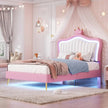 Cute Crown Design Princess Bed Frame with LED Lights