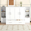 Murphy Bed with Built-in USB Ports, Shelves, and Storage Drawers - Queen Size, White Finish