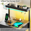 Modern Nightstand with RGB LED Lights and Charging Station (2-Pack)