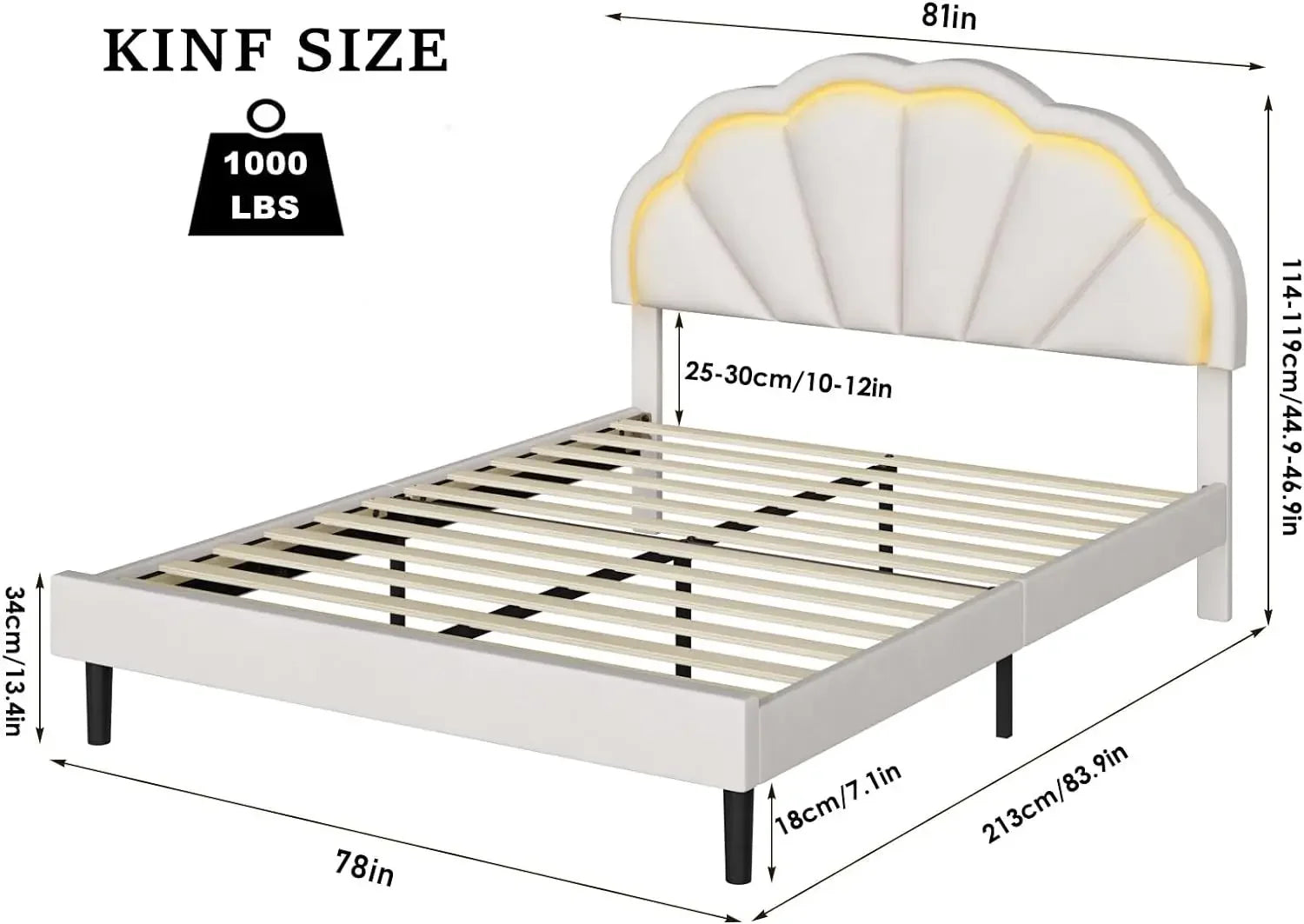 LED Upholstered Bed Frame