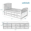 Modern Twin Bed Frame with 6 Drawers