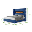 Modern Minimalist Bed with Bluetooth Speakers, USB Ports, and Inbuilt Electric Fireplace