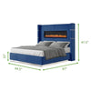 Modern Minimalist Bed with Bluetooth Speakers, USB Ports, and Inbuilt Electric Fireplace