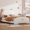 Modern Bear-Shaped Velvet Bed with Storage Pocket and Solid Construction