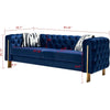 84-Inch Modern Velvet Sofa with Gold Metal Legs