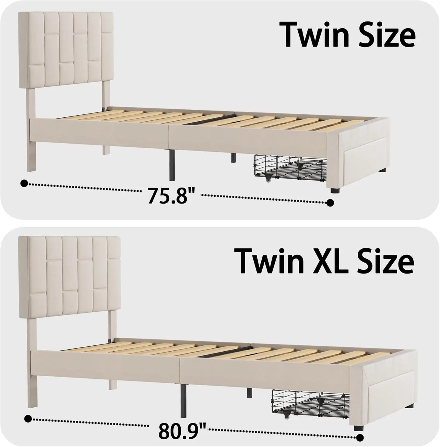 Modern Upholstered Twin Bed Frame