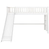 Twin Loft Bed with Slide and Vertical Ladder - Modern White Wood Bunk Bed with Guardrails and Strong Stability for Kids' Bedrooms