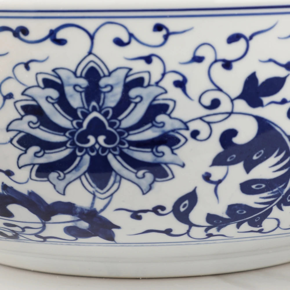 Blue & White Round Ceramic Countertop Sink