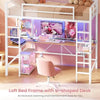 Twin Metal Loft Bed with U-Shaped Desk and RGB LED Lights