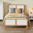 Minimalist Modern Twin Bed Frame in White & Walnut